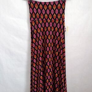 LuLaRoe Maxi Skirt with Pink and Orange Triangles NWT Women's XS